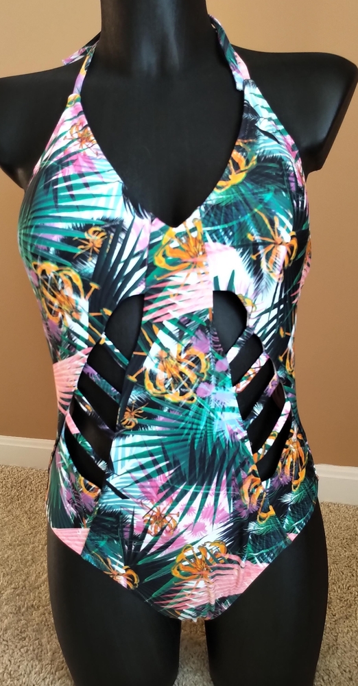 Express Strappy Cutout Halter Swimsuit